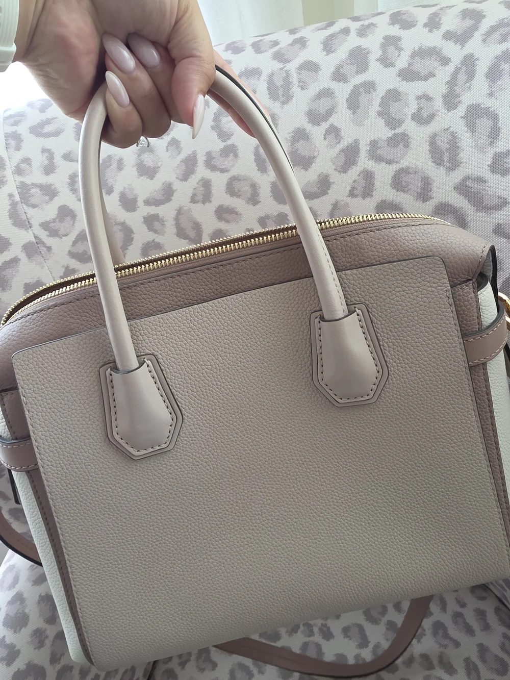 Michael Kors Women's Blush & Beige Taupe Satchel - MK Signature